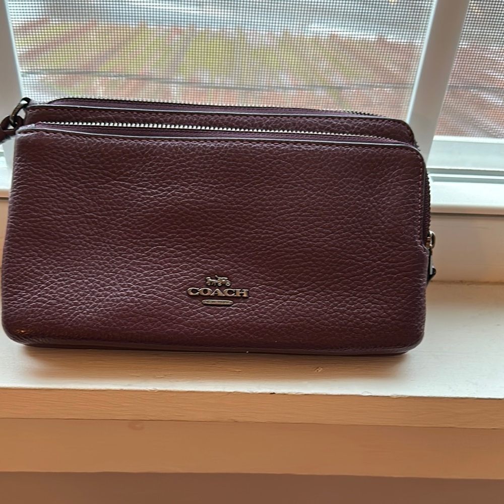 Coach Plum Leather Wristlet